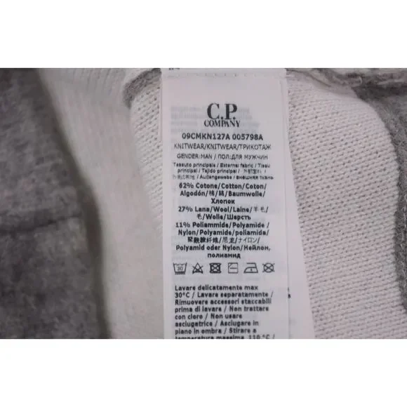 C.P. (CP) Company NWT Knitted Wool Blend Crew Neck Sweater Size 48 S Solid Gray